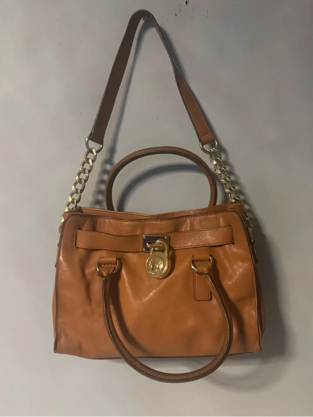 Michael Kors Cognac Leather Satchel with Gold Hardware - Picture 2 of 12